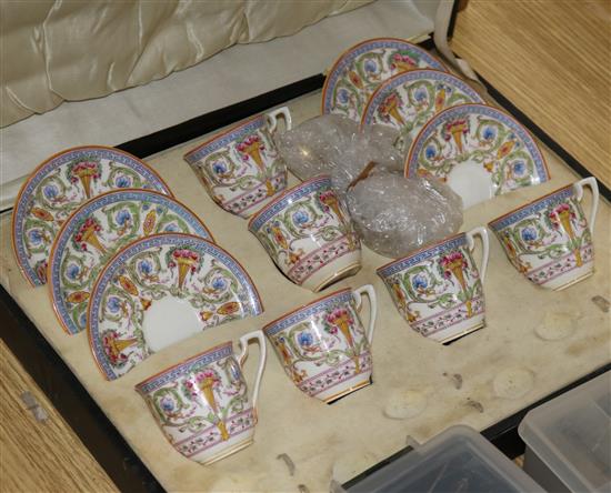 A set of six Royal Worcester coffee cups and saucers, cased